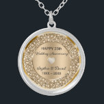Kupferdiamanten Hochzeitstag Versilberte Kette<br><div class="desc">Bestückte Kupferdiamanten (Diamanten sind nicht real) 35. Hochzeitstag personalisierbare Uhr. Sie können das Jubiläumsjahr ändern</div>