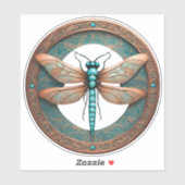 Kupferfarbene Libelle auf türkisfarbenem Hintergru Aufkleber (Blatt)