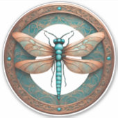 Kupferfarbene Libelle auf türkisfarbenem Hintergru Aufkleber (Vorderseite)