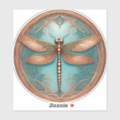 Kupferfarbene Libelle auf türkisfarbenem Hintergru Aufkleber (Blatt)