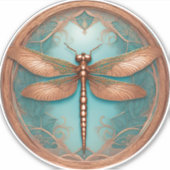 Kupferfarbene Libelle auf türkisfarbenem Hintergru Aufkleber (Vorderseite)