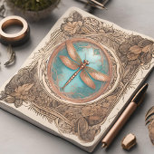 Kupferfarbene Libelle auf türkisfarbenem Hintergru Aufkleber