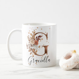 Kupferfloral Letter G Monogram Tasse