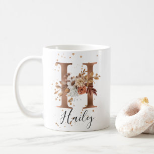 Kupferfloral Letter H Monogram Tasse