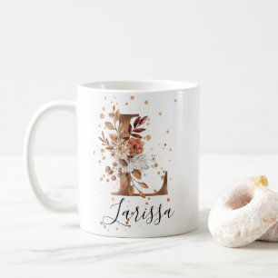 Kupferfloral Letter L Monogram Tasse