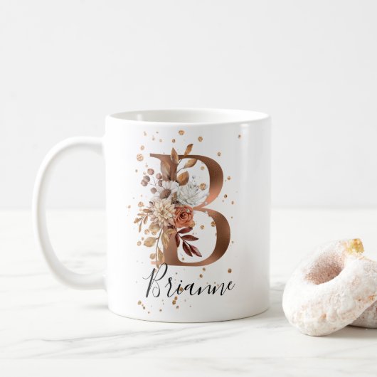 Kupferflorbrief B Monogramm Tasse (Mit Donut)