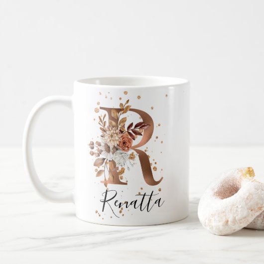 Kupferflorbrief R Monogram Tasse (Mit Donut)