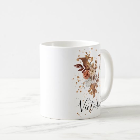 Kupferflorbrief V Monogramm Tasse (VorderseiteRechts)