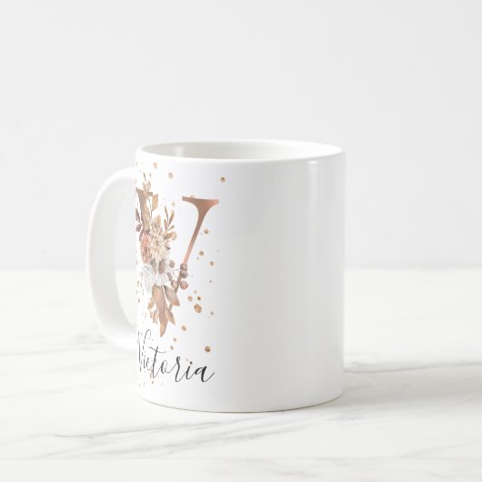 Kupferflorbrief V Monogramm Tasse (Vorderseite Links)
