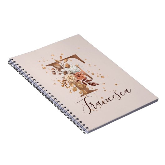 Kupferflormonogramm Letter F Fall-Blume Notizblock (Rechte Seite)