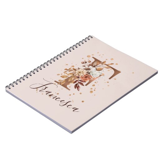 Kupferflormonogramm Letter F Fall-Blume Notizblock (Linke Seite)