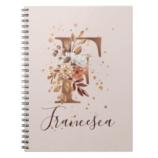 Kupferflormonogramm Letter F Fall-Blume Notizblock