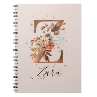 Kupferflormonogramm Letter Z Fall-Blume Notizblock
