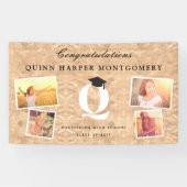 Kupferfolienmonogramm 4 Foto Chic Graduation Party Banner (Horizontal)