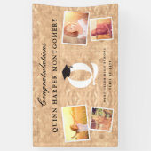 Kupferfolienmonogramm 4 Foto Chic Graduation Party Banner (Vertikal)