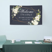 Kupfergeometric Blue White Floral Wedding Banner (Messeveranstaltung)