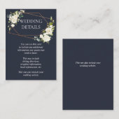 Kupfergeometric Blue White Floral Wedding Details Begleitkarte (Vorne/Hinten)