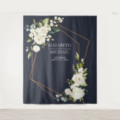 Kupfergeometric Blue White Floral Wedding Wandteppich (Vorderseite)