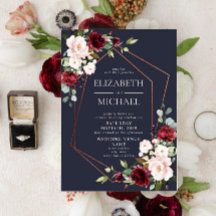 Kupfergeometric Burgundy Blue Floral Wedding