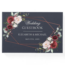 Kupfergeometric Burgundy Navy Elegante Hochzeit