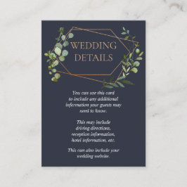 Kupfergeometric Eucalyptus Blue Wedding Details Begleitkarte