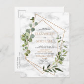 Kupfergeometric Greenery Marble Postcard Wedding Ankündigungspostkarte (Vorne/Hinten)