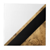 Kupfergeometrie Schwarz und Weiß Fliese (Vorderseite)