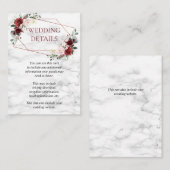 Kupfergeometrische Burgundy Marble Hochzeitdetails Begleitkarte (Vorne/Hinten)
