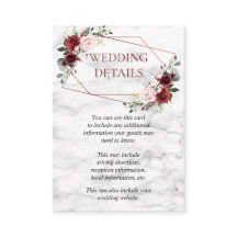 Kupfergeometrische Burgundy Marble Hochzeitdetails