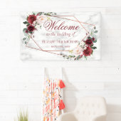 Kupfergeometrische Burgundy-Marmor Elegante Hochze Banner (Insitu)