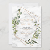 Kupfergeometrische Eukalyptus-Marmor Elegantes Fot Einladung (Vorderseite)