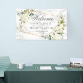 Kupfergeometrische Hochzeit aus weißem Marmor Banner (Messeveranstaltung)