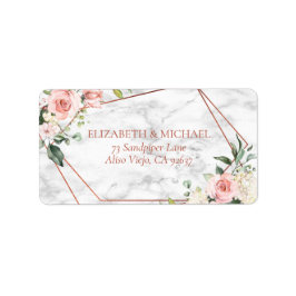 Kupfergeometrische Marmorplatte Rosa Blumenadresse Adressaufkleber