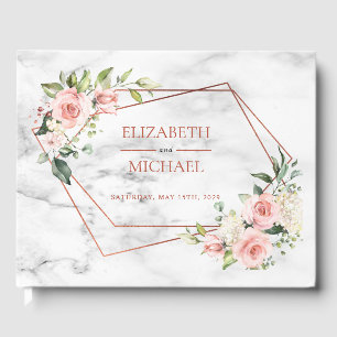 Kupfergeometrische Marmorplatte Rosa Blüte Gästebuch