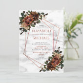 Kupfergeometrische Marmorverkleidung Einladung (Stehend Vorderseite)