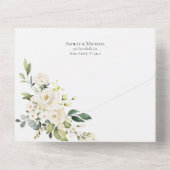 Kupfergeometrische Pflaume Weiß Elegantes Foto Hoc All In One Einladung (Rückseite)