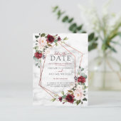 Kupfergeometrischer Burgundy-Marmor verzögert das Ankündigungspostkarte (Stehend Vorderseite)