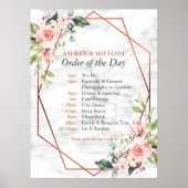 Kupfergeometrischer Marmor Rosa Blumenorden Poster (Vorne)