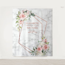 KUPFERGEOMETRISCHER MARMORPINK FLORAL WANDTEPPICH