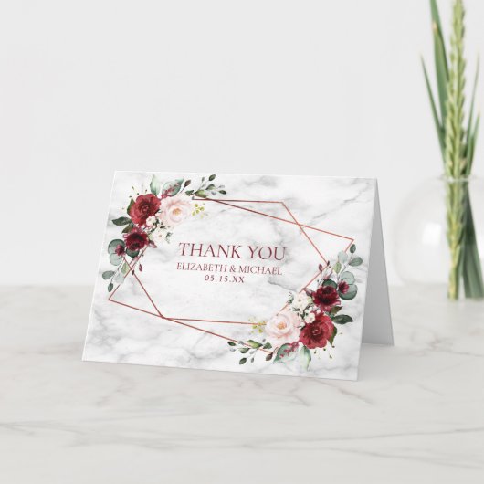 Kupfergeometrisches Burgundy-Foto Karte (Vorderseite)