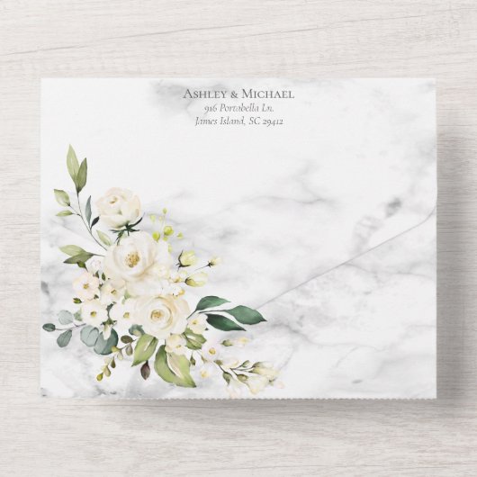 Kupfergeometrisches Marmor-Hochzeit All In One Einladung (Rückseite)