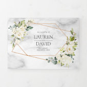 Kupfergeometrisches Marmor-Hochzeit Dreifach Gefaltete Einladung (Cover)