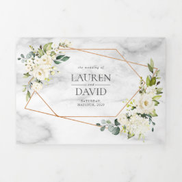 Kupfergeometrisches Marmor-Hochzeit Dreifach Gefaltete Einladung