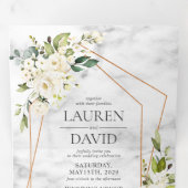 Kupfergeometrisches Marmor-Hochzeit Dreifach Gefaltete Einladung (Innen Erste Seite)