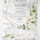 Kupfergeometrisches Marmor-Hochzeit Dreifach Gefaltete Einladung (Innenseite Mitte)