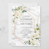 Kupfergeometrisches Marmor-Hochzeit Einladung (Vorderseite)