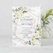 Kupfergeometrisches Marmor-Hochzeit Einladung (Stehend Vorderseite)