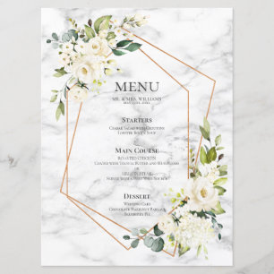 Kupfergeometrisches Marmor-Hochzeit Menükarte