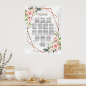 Kupfergeometrisches Marmor Rosa Blumengesteck Poster (Küche)