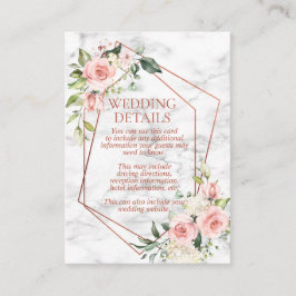 Kupfergeometrisches Marmor Rosa Blumenzange Detail Begleitkarte